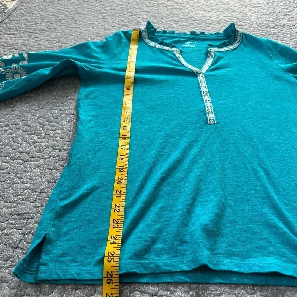 Talbots Teal Peasant Top LP